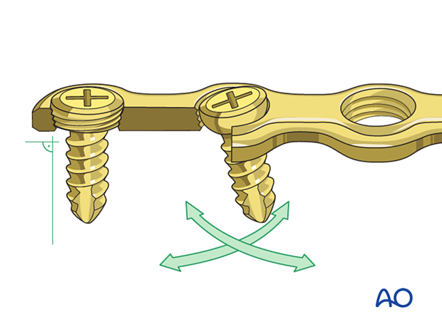 Non locking head screw inserted in locking head screw hole